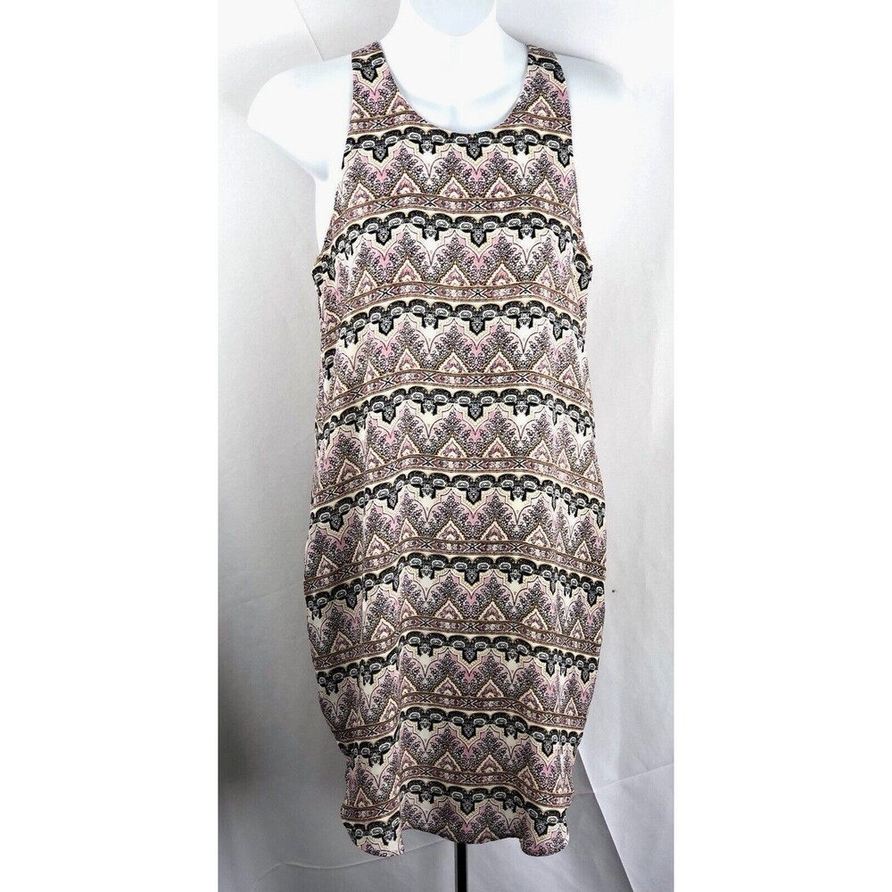 Pink Republic sleeveless tank Slip dress S pink/blk Geometric Y2K Boho Summer